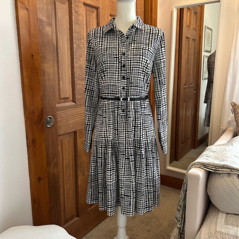Calvin Klein Black and White Print Women's Dress